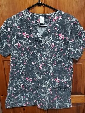 Black Breast Cancer Awareness Scrub Studio Scrub Top